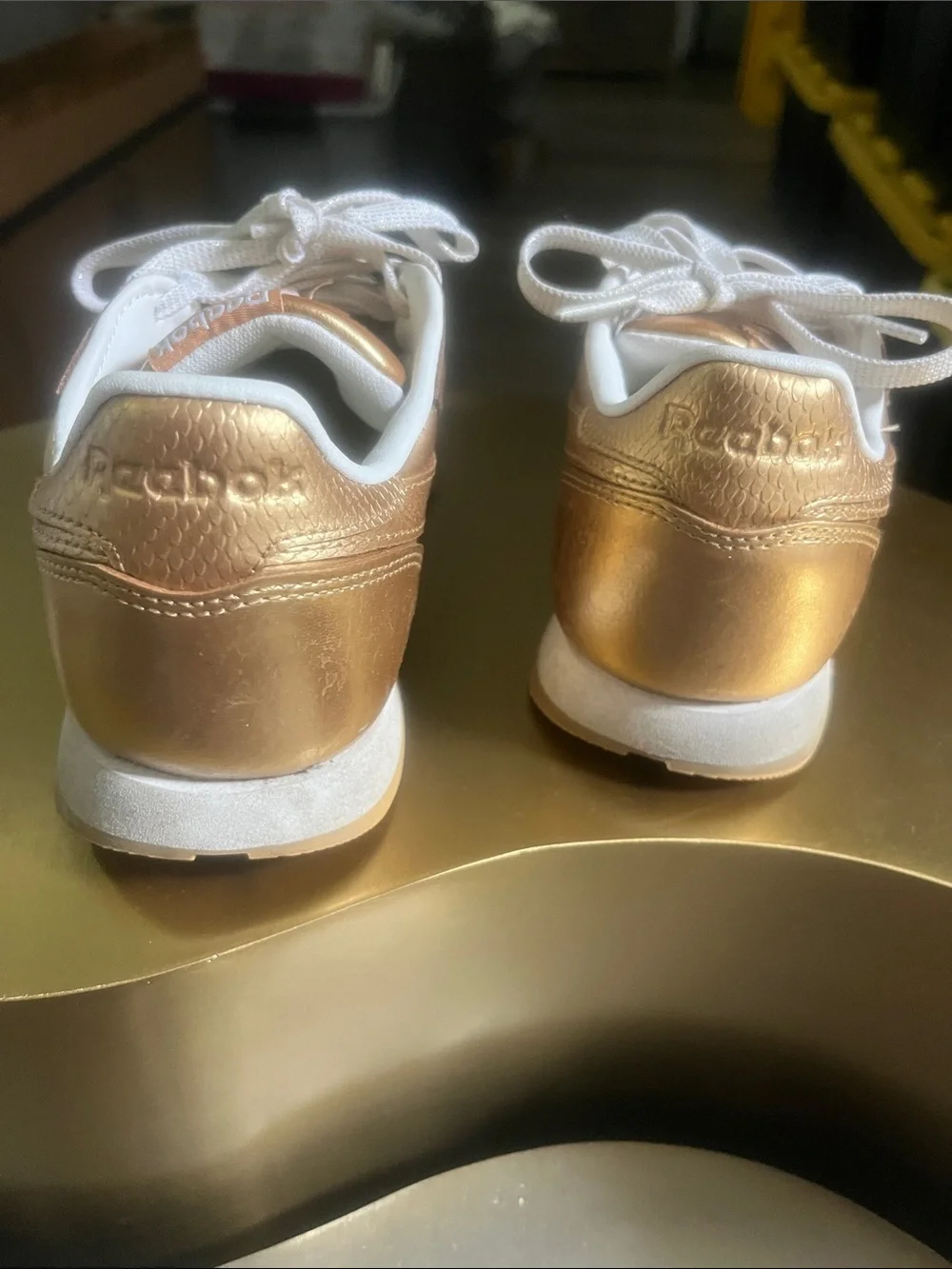 Reebok Women's Metallic Gold Leather Sneakers